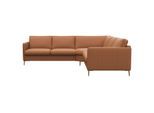 Ecksofa FLEXLUX "Fiore, gleichschenklig, bequem durch hochwertigem Sitzaufbau", braun (modern cogna), B:249cm H:85cm T:92cm, 100% Echteder, Sofas, Ecksofa, schmale Armlehnen, Kaltschaum, Füße Alu+ Eiche