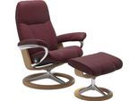 Relaxsessel STRESSLESS "Consul", rot (bordeaux batick), B:82cm H:102cm T:72cm, Leder BATICK: BATICK ist ein leicht korrigiertes, durchgefärbtes und genarbtes Möbelleder, bei dem die meisten Unebenheiten und Spuren in der Regel entfernt wurden.;Leder PALOMA: PALOMA ist ein durchgefärbtes Semianilin-Möbelleder mit natürlicher Narbung.;ROHLEDER Stoff Q2 FARON: Ein fester zuverlässiger Bouclé mit eine