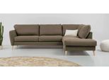 Ecksofa HOME AFFAIRE "MARSEILLE 278/202 cm, L-Form, Ottom. rechts/links, verschiedene Bezüge", braun, B:278cm H:88cm T:202cm, 100% Polyester, Sofas, Ecksofa, Massivholzbeine Eiche, Landhausstil, Wellenunterfederung