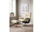 Relaxsessel STRESSLESS "Mayfair", beige (vanilla paloma), B:83cm H:102cm T:74cm, Leder PALOMA: PALOMA ist ein durchgefärbtes Semianilin-Möbelleder mit natürlicher Narbung., Sessel, Relaxsessel, mit Hocker, mit Cross Base, Größe S, M & L, Holzakzent Schwarz
