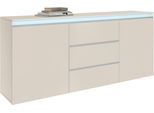 Sideboard HOME AFFAIRE "Magic, Kommode, Schrank, Stauraumschrank", beige (kaschmir matt), B:180cm H:81cm T:40cm, Sideboards, Sideboard, Hochwertiger Aluminiumgriff, 2 Türen, 3 Schubkästen,B/T/H 180×40×81 cm