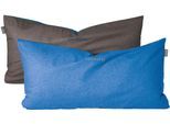 Kissenhüllen SCHIESSER "Doubleface aus weicher Baumwolle mit edlem Melangeeffekt in Wendeoptik", blau (blau, dunkelgrau), B:40cm L:80cm, Renforcé, Renforcé, Kissenbezüge, Kissenhüllen, Made in Green