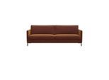 3-Sitzer FLEXLUX "Fiore, super Sitzkomfort durch Kaltschaum im Sitz", braun (cognac), B:214cm H:85cm T:92cm, 100% Polyester, Sofas, 3-Sitzer, schmale Armlehnen, Füße Alu+schwarz