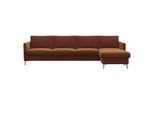 Ecksofa FLEXLUX "Fiore, L-Form, bequem und komfortabel durch hochwertigem Sitzaufbau", braun (cognac), B:280cm H:85cm T:159cm, Sofas, Ecksofa, schmale Armlehnen, Kaltschaum, Füße Alu+ Eiche