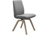 Polsterstuhl STRESSLESS "Laurel", grau (wild dove batick, walnuss), B:49cm H:92cm T:59cm, Leder BATICK: BATICK ist ein leicht korrigiertes, durchgefärbtes und genarbtes Möbelleder, bei dem die meisten Unebenheiten und Spuren in der Regel entfernt wurden., Stühle, Polsterstuhl, Low Back, Größe L, mit schräggestellten Beinen in Walnuss