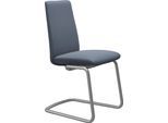 Polsterstuhl STRESSLESS "Laurel", blau (sparrow blau paloma, chrom matt), B:53cm H:92cm T:59cm, Leder PALOMA: PALOMA ist ein durchgefärbtes Semianilin-Möbelleder mit natürlicher Narbung., Stühle, Polsterstuhl, Low Back, Größe M, mit Beinen aus Stahl in Chrom matt