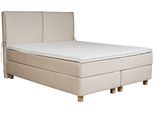 Boxspringbett HOME AFFAIRE "Nele", beige (cream), B:141cm L:210cm, Struktur fein (100% Polyester);Samtvelours (100% Polyester), Komplettbetten, Boxspringbett, inkl. Topper im schlichtem Design