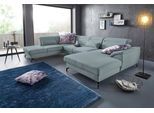 Wohnlandschaft SIT & MORE "Percy U-Form", blau (aqua), B:343cm T:235cm, Sofas, Wohnlandschaft, 12 cm Fußhöhe, Sitztiefenverstellung, wahlweise in 2 Fußfarben