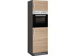 Backofen/Kühlumbauschrank KOCHSTATION "KS-Gera", grau (eiche, anthrazit), B:60cm H:200cm T:60cm, Holzwerkstoff, Schränke, Backofen/Kühlumbauschrank, Breite 60 cm