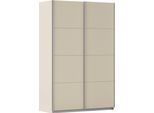 Schwebetürenschrank OTTO HOME "Kleiderschrank Schrank Garderobe Schlafzimmerschrank THANOS", beige (beige (champagner)), B:136cm H:229cm T:62cm, Holzwerkstoff, Schränke, Schwebetürenschrank, Optional mit Spiegel, Metall-Griffleisten alufarben MADE IN GERMANY