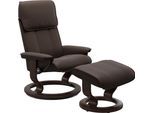 Relaxsessel STRESSLESS "Admiral", braun (braun batick), B:87cm H:101cm T:78cm, Leder BATICK: BATICK ist ein leicht korrigiertes, durchgefärbtes und genarbtes Möbelleder, bei dem die meisten Unebenheiten und Spuren in der Regel entfernt wurden., Sessel, Relaxsessel, mit Classic Base, Größe M & L, Gestell Wenge