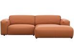 Ecksofa FLEXLUX "Lucera Chaislongue rechts oder links, L-Form, bequem", braun (modern cognac braun), B:257cm H:73cm T:171cm, 100% Echteder, Sofas, Ecksofa, modern & anschmiegsam, Kaltschaum, Stahl-Wellenunterfederung