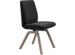 Polsterstuhl STRESSLESS "Laurel", schwarz (schwarz batick, walnuss), B:49cm H:92cm T:59cm, Leder BATICK: BATICK ist ein leicht korrigiertes, durchgefärbtes und genarbtes Möbelleder, bei dem die meisten Unebenheiten und Spuren in der Regel entfernt wurden., Stühle, Polsterstuhl, Low Back, Größe L, mit schräggestellten Beinen in Walnuss