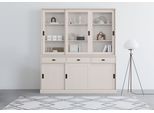 Buffet OTTO HOME "Schröder", weiß, B:170cm H:190cm T:40cm, MDF, Massivholz, Schränke, Buffet, mit 6 Schiebetüren, davon 3 mit Glaseinsatz,Br.170 cm, Kiefer massiv