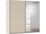 Schwebetürenschrank OTTO HOME "Kleiderschrank Schrank Garderobe Schlafzimmerschrank THANOS", beige (beige (champagner) mit spiegel), B:226cm H:229cm T:62cm, Holzwerkstoff, Schränke, Schwebetürenschrank, Optional mit Spiegel, Metall-Griffleisten alufarben MADE IN GERMANY