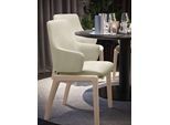 Polsterstuhl STRESSLESS "Laurel", beige (cream batick, schwarz), B:58cm H:92cm T:59cm, Leder BATICK: BATICK ist ein leicht korrigiertes, durchgefärbtes und genarbtes Möbelleder, bei dem die meisten Unebenheiten und Spuren in der Regel entfernt wurden., Stühle, Polsterstuhl, Low Back mit Armlehne, Größe L, mit abgerundeten Beinen in Schwarz