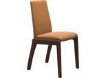 Polsterstuhl STRESSLESS "Laurel", braun (new caramel batick, walnuss), B:57cm H:92cm T:59cm, Leder BATICK: BATICK ist ein leicht korrigiertes, durchgefärbtes und genarbtes Möbelleder, bei dem die meisten Unebenheiten und Spuren in der Regel entfernt wurden., Stühle, Polsterstuhl, Low Back, Größe M, mit abgerundeten Beinen in Walnuss