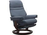 Relaxsessel STRESSLESS "Sunrise", blau (sparrow blau paloma), B:79cm H:103cm T:78cm, Leder BATICK: BATICK ist ein leicht korrigiertes, durchgefärbtes und genarbtes Möbelleder, bei dem die meisten Unebenheiten und Spuren in der Regel entfernt wurden.;Leder PALOMA: PALOMA ist ein durchgefärbtes Semianilin-Möbelleder mit natürlicher Narbung.;ROHLEDER Stoff Q2 FARON: Ein fester zuverlässiger Bouclé mi