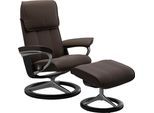 Relaxsessel STRESSLESS "Admiral", braun (braun batick), B:93cm H:103cm T:79cm, Leder BATICK: BATICK ist ein leicht korrigiertes, durchgefärbtes und genarbtes Möbelleder, bei dem die meisten Unebenheiten und Spuren in der Regel entfernt wurden., Sessel, Relaxsessel, mit Signature Base, Größe M & L, Gestell Schwarz