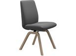 Polsterstuhl STRESSLESS "Laurel", grau (grau batick, walnuss), B:49cm H:92cm T:59cm, Leder BATICK: BATICK ist ein leicht korrigiertes, durchgefärbtes und genarbtes Möbelleder, bei dem die meisten Unebenheiten und Spuren in der Regel entfernt wurden., Stühle, Polsterstuhl, Low Back, Größe L, mit schräggestellten Beinen in Walnuss
