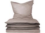 Wendebettwäsche SCHIESSER "Doubleface aus weicher Baumwolle mit edlem Melangeeffekt", grau (taupe, dunkelgrau), B/L: 155cm x 220cm, 1 Stk., 1 Stk., Renforcé, B/L: 80cm x 80cm, 2 Stk., Renforcé, Obermaterial: 100% Baumwolle, Bettwäsche, Wendebettwäsche, ab Größe 135x200 cm erhältlich, Made in Green
