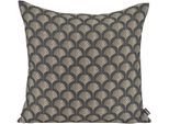 Dekokissen H.O.C.K. "Erny", schwarz, goldfarben, gemustert, B:50cm H:10cm L:50cm, Obermaterial: 100% Polyester. Füllung: 100% Polyester, Dekokissen_Sitzkissen_Kissenhüllen, Dekokissen, Sofakissen inkl. Füllung, 50x50cm, Dekokissen, Gingko-Muster