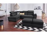 Ecksofa EXXPO - SOFA FASHION "Salerno, klassisch modernes Funktionssofa, hoher Sitzkomfort, L-Form", grau (graphit), B:268cm H:77cm T:204cm, Sofas, Ecksofa, inkl. Kopf- und Armteilverstellung, wahlweise mit Bettfunktion
