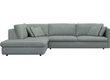 Ecksofa FLEXLUX "Lovane, elegant und zeitlos, bequem, L-Form", blau (sky blau), B:328cm H:84cm T:272cm, 62% Polyester/14% Cotton/7% Linen, Sofas, Ecksofa, Weich & anschmiegsam, große Sitztiefe auf Kaltschaum, Dekokissen inkl.