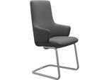 Polsterstuhl STRESSLESS "Laurel", grau (grau batick, chrom matt), B:58cm H:105cm T:60cm, Leder BATICK: BATICK ist ein leicht korrigiertes, durchgefärbtes und genarbtes Möbelleder, bei dem die meisten Unebenheiten und Spuren in der Regel entfernt wurden., Stühle, Polsterstuhl, High Back mit Armlehne, Größe L, mit Beinen aus Stahl in Chrom matt
