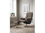Relaxsessel STRESSLESS "Mayfair", braun (mole batick), B:83cm H:102cm T:74cm, Leder BATICK: BATICK ist ein leicht korrigiertes, durchgefärbtes und genarbtes Möbelleder, bei dem die meisten Unebenheiten und Spuren in der Regel entfernt wurden., Sessel, Relaxsessel, mit Cross Base, Größe S, M & L, Holzakzent Schwarz