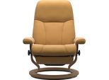 Relaxsessel STRESSLESS "Consul", gelb (honey paloma), B:76cm H:100cm T:74cm, Leder BATICK: BATICK ist ein leicht korrigiertes, durchgefärbtes und genarbtes Möbelleder, bei dem die meisten Unebenheiten und Spuren in der Regel entfernt wurden.;Leder PALOMA: PALOMA ist ein durchgefärbtes Semianilin-Möbelleder mit natürlicher Narbung.;ROHLEDER Stoff Q2 FARON: Ein fester zuverlässiger Bouclé mit einem