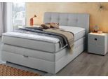 Boxspringbett JOCKENHÖFER GRUPPE "Amelie", grau (hellgrau 491, 09), B:134cm L:217cm, Topper: 100% Polyurethan, Bezug (100% Polyester) abnehmbar und waschbar bis 60º C;Spiegelfläche der Matratze: 100% Polyester;Bettgestell und seitliche Einfassung der Matratzen: Feinstruktur, 100% Polyester, Komplettbetten, Boxspringbett, mit Bettkasten und Topper, erhältlich in 120 & 140cm Breite