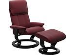 Relaxsessel STRESSLESS "Admiral", rot (bordeaux batick), B:78cm H:98cm T:73cm, Leder BATICK: BATICK ist ein leicht korrigiertes, durchgefärbtes und genarbtes Möbelleder, bei dem die meisten Unebenheiten und Spuren in der Regel entfernt wurden., Sessel, Relaxsessel, mit Classic Base, Größe M & L, Gestell Schwarz