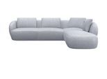 Ecksofa FLEXLUX "Torino, rund, L-Form, Sofa-Ecke mit Ottomane", grau (sandy shell), B:296cm H:85cm T:237cm, Sofas, Ecksofa, Modernes, organisches Sofa-Design, Kaltschaum, Wellenunterfederung