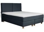 Boxspringbett HOME AFFAIRE "Nele", blau, B:161cm L:210cm, Struktur fein (100% Polyester);Samtvelours (100% Polyester), Komplettbetten, Boxspringbett, inkl. Topper im schlichtem Design
