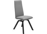 Polsterstuhl STRESSLESS "Laurel", grau (wild dove batick, schwarz), B:49cm H:105cm T:60cm, Leder BATICK: BATICK ist ein leicht korrigiertes, durchgefärbtes und genarbtes Möbelleder, bei dem die meisten Unebenheiten und Spuren in der Regel entfernt wurden., Stühle, Polsterstuhl, High Back, Größe M, mit schräggestellten Beinen in Schwarz