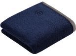 Handtuch BUGATTI "Prato", blau (marine blau), B:50cm L:100cm, Walkfrottee, Obermaterial: 100% Baumwolle, Handtücher, Handtuch, Uni Farben, mit melierter Optik im Saum