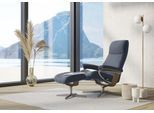 Relaxsessel STRESSLESS "View", blau (sparrow blau paloma), B:82cm H:109cm T:81cm, Leder PALOMA: PALOMA ist ein durchgefärbtes Semianilin-Möbelleder mit natürlicher Narbung., Sessel, Relaxsessel, mit Cross Base, Größe S, M & L, Holzakzent Eiche
