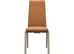 Polsterstuhl STRESSLESS "Laurel", braun (new caramel batick, eiche gekalkt), B:57cm H:105cm T:60cm, Leder BATICK: BATICK ist ein leicht korrigiertes, durchgefärbtes und genarbtes Möbelleder, bei dem die meisten Unebenheiten und Spuren in der Regel entfernt wurden., Stühle, Polsterstuhl, High Back, Größe M, mit abgerundeten Beinen in Eiche gekalkt