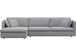 Ecksofa FLEXLUX "Lovane", grau (sophisto grau), B:323cm H:84cm T:183cm, 100% Polyester, Sofas, Ecksofa, Weich & anschmiegsam, große Sitztiefe auf Kaltschaum, Dekokissen inkl.