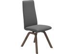 Polsterstuhl STRESSLESS "Laurel", grau (grau batick, walnuss), B:49cm H:105cm T:60cm, Leder BATICK: BATICK ist ein leicht korrigiertes, durchgefärbtes und genarbtes Möbelleder, bei dem die meisten Unebenheiten und Spuren in der Regel entfernt wurden., Stühle, Polsterstuhl, High Back, Größe M, mit schräggestellten Beinen in Walnuss