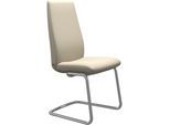 Polsterstuhl STRESSLESS "Laurel", beige (cream batick, chrom glänzend), B:53cm H:105cm T:60cm, Leder BATICK: BATICK ist ein leicht korrigiertes, durchgefärbtes und genarbtes Möbelleder, bei dem die meisten Unebenheiten und Spuren in der Regel entfernt wurden., Stühle, Polsterstuhl, High Back, Größe L, mit Beinen aus Stahl in Chrom glänzend