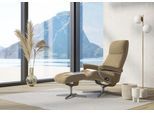 Relaxsessel STRESSLESS "View", beige (sand paloma), B:82cm H:109cm T:81cm, Leder PALOMA: PALOMA ist ein durchgefärbtes Semianilin-Möbelleder mit natürlicher Narbung., Sessel, Relaxsessel, mit Cross Base, Größe S, M & L, Holzakzent Eiche