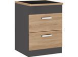 Kochfeldumbauschrank KOCHSTATION "KS-Gera", grau (eiche, anthrazit), B:60cm H:85cm T:60cm, Holzwerkstoff, Schränke, Kochfeldumbauschrank, Breite 60 cm