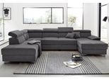 Wohnlandschaft DOMO COLLECTION "Mira, inklusive Kopfteilverstellung für mehr Wohlfühlkomfort, U-Form", braun (espresso), B:337cm H:78cm T:230cm, Luxus-Microfaser (92% Polyester, 8% Nylon);Zierkissen: Entsprechend jeweiligem Bezug.;Struktur (100% Polyester);Struktur fein (100% Polyester), Sofas, Wohnlandschaft, wahlweise mit Bettfunktion und Bettkasten, elegant und modern