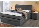 Boxspringbett JOCKENHÖFER GRUPPE "Amelie", braun (grau, braun 491, 18), B:154cm L:217cm, Topper: 100% Polyurethan, Bezug (100% Polyester) abnehmbar und waschbar bis 60º C;Spiegelfläche der Matratze: 100% Polyester;Bettgestell und seitliche Einfassung der Matratzen: Feinstruktur, 100% Polyester, Komplettbetten, Boxspringbett, mit Bettkasten und Topper, erhältlich in 120 & 140cm Breite
