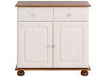 Sideboard OTTO HOME "Mette", weiß (weiß, honig), B:80cm H:77cm T:34cm, Massivholz, Sideboards, Sideboard, Kommode mit gefrästen, kugelförmigen Füßen, Breite 80 cm