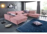 Wohnlandschaft SIT & MORE "Percy U-Form", rosa (altrosa), B:343cm T:235cm, Sofas, Wohnlandschaft, 12 cm Fußhöhe, Sitztiefenverstellung, wahlweise in 2 Fußfarben