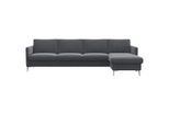 Ecksofa FLEXLUX "Fiore, L-Form, bequem und komfortabel durch hochwertigem Sitzaufbau", grau (soft grau), B:280cm H:85cm T:159cm, Sofas, Ecksofa, schmale Armlehnen, Kaltschaum, Füße Alu