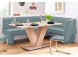 Eckbank HOME AFFAIRE "Nils", blau (hellblau (fantasy 8214)), B:222cm H:89cm T:162cm, Holzwerkstoff, Massivholz, Polyester, Sitzbänke, Eckbank, Sitz und Rücken gepolstert, verschiedene Qualitäten